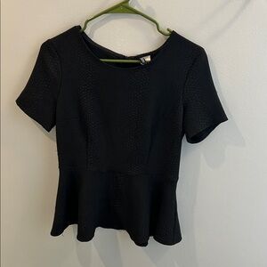 H&M Black Textured Short Sleeve Top